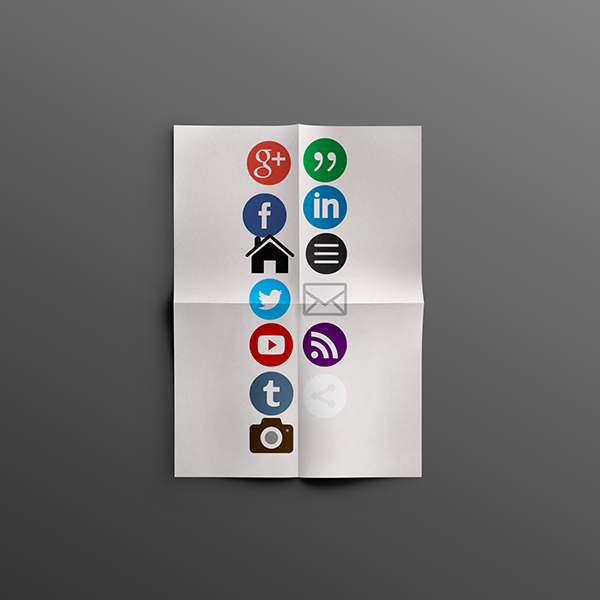 Round Flat Social Media Icon Set